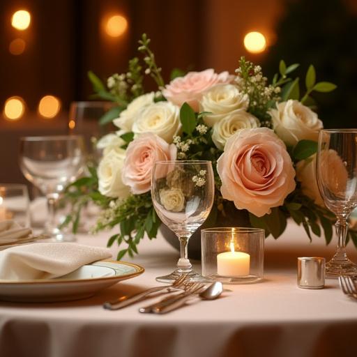 食事会を彩るエレガントなテーブル装花